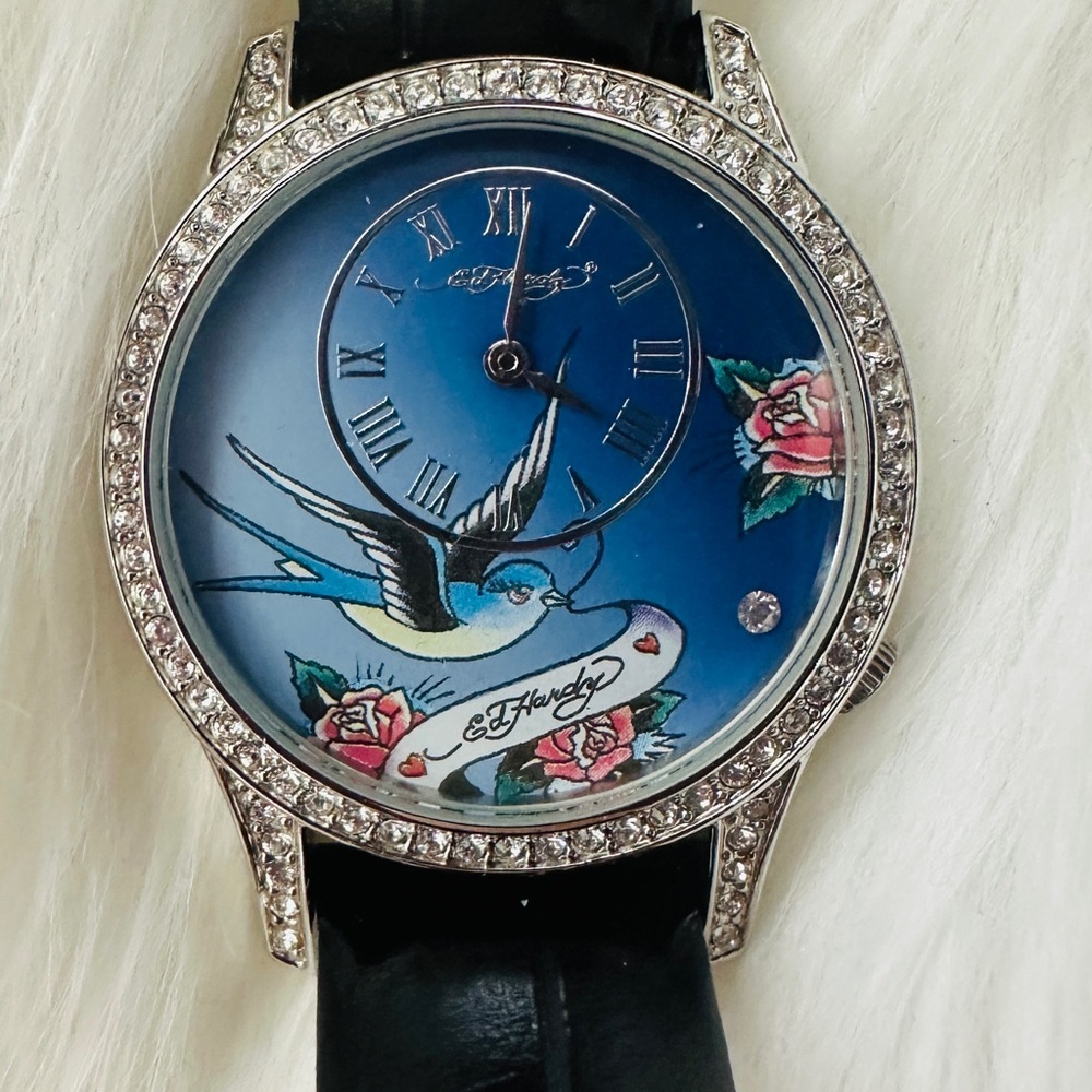 Ed Hardy Black and Blue Crystal Watch